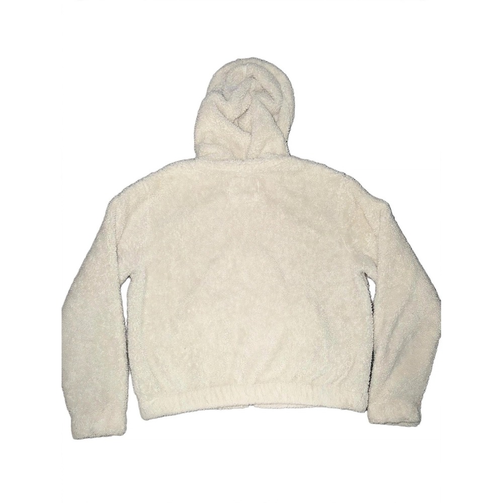 Y2K Vintage Abercrombie & Fitch Cream Sherpa Fleece Full Zip Hoodie Jacket A&F - Picture 4 of 5